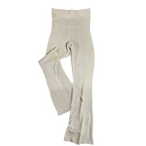 Free people knit crochet flare pant cream white see through pant